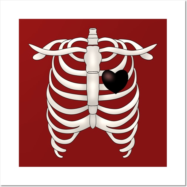 Ribcage With A Black Heart Wall Art by TheQueerPotato